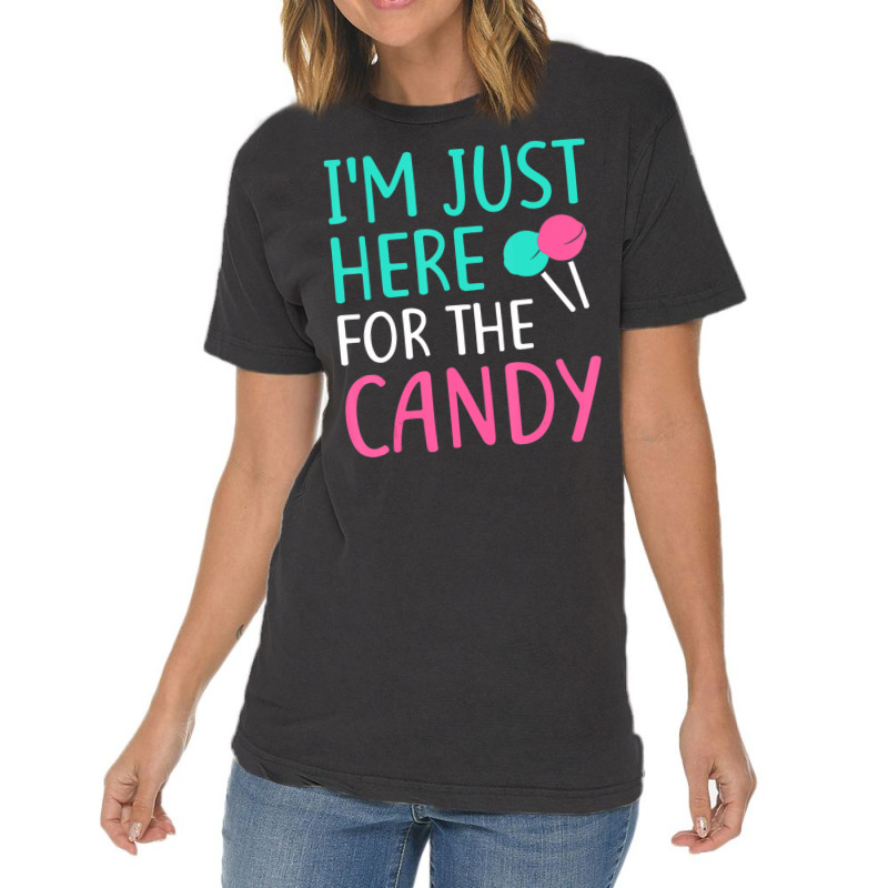 I'm Just Here For The Candy Halloween Gif Vintage T-Shirt by cm-arts | Artistshot