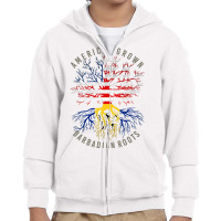 American Grown Barbadian Roots Usa Barbados Flag Heritage T Shirt Youth Zipper Hoodie | Artistshot