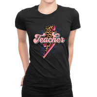 Back To School Teacher Leopard Lightning Bolt Motivational Ladies Fitted T-shirt | Artistshot