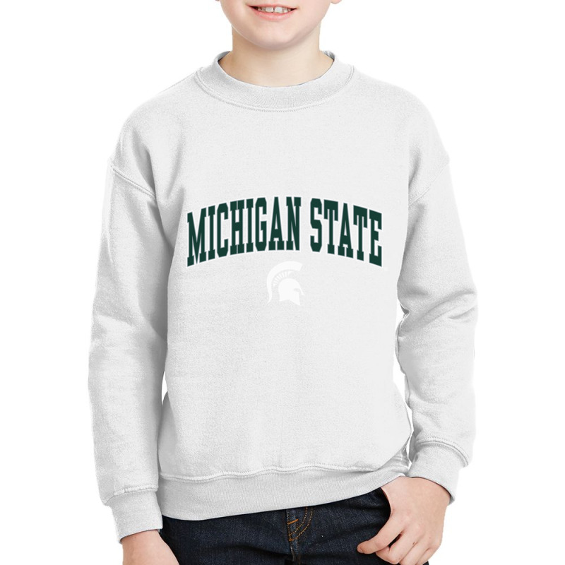 Michigan State Spartans Arch Over Dark Heather Pullover Hoodie Youth Sweatshirt | Artistshot