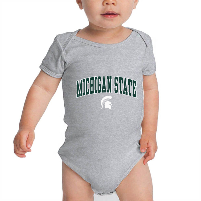 Michigan State Spartans Arch Over Dark Heather Pullover Hoodie Baby Bodysuit | Artistshot