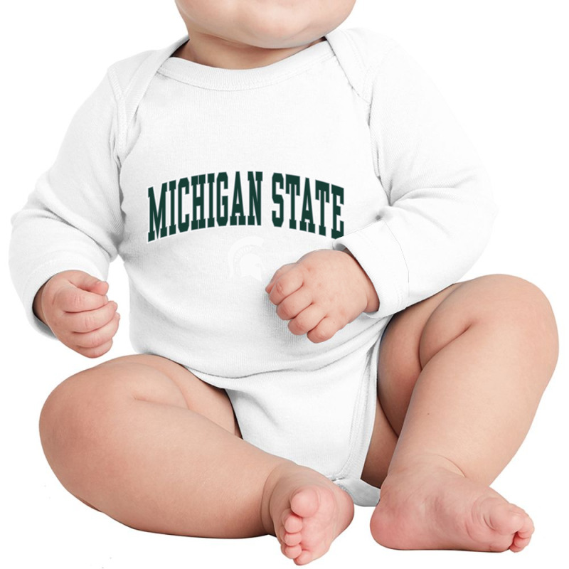 Michigan State Spartans Arch Over Dark Heather Pullover Hoodie Long Sleeve Baby Bodysuit | Artistshot