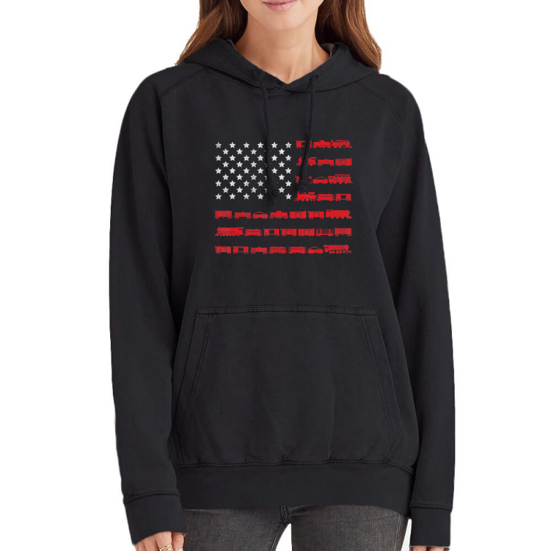 American Flag Railroad Train Vintage Hoodie | Artistshot