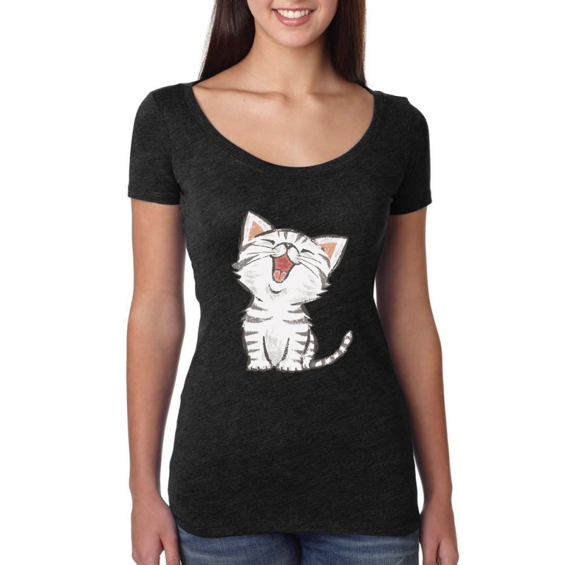 American Shorthair Happy Women's Triblend Scoop T-shirt by DeniseRamsey | Artistshot