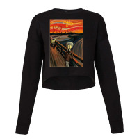 Music-retro-the-scream-by-edvard-munch-funny-graphic-gift- Cropped Sweater | Artistshot