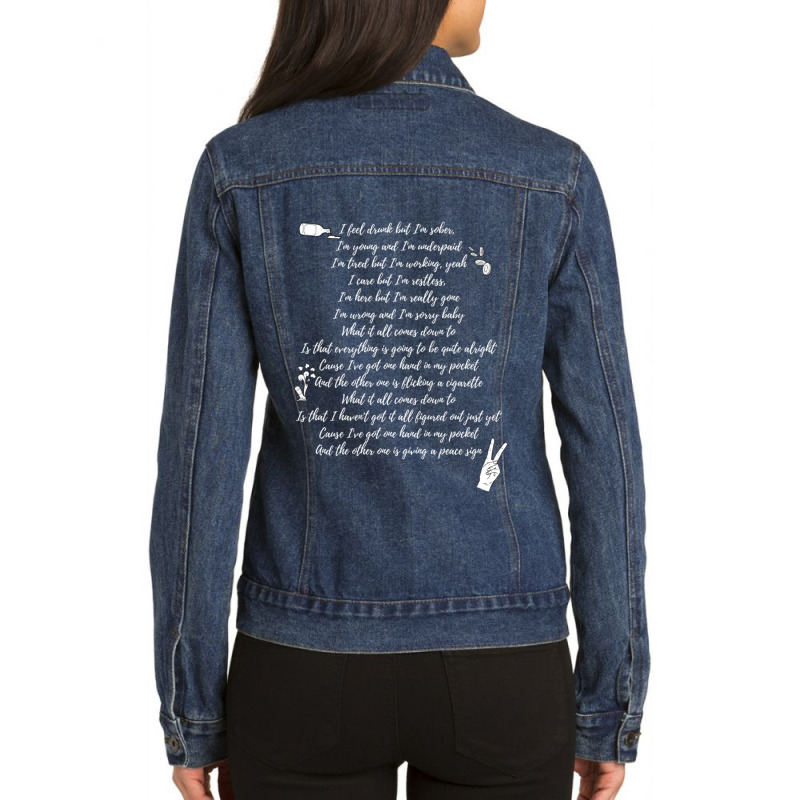 Hand In My Pocket Alanis Morissette Print Ladies Denim Jacket by SAUNDRAHARDAWAY | Artistshot