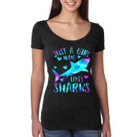 Just A Girl Who Loves Sharks Watercolor Shark Women's Triblend Scoop T-shirt | Artistshot