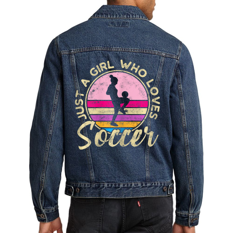 Just A Girl Who Loves Soccer Women Retro Vintage Soccer Men Denim Jacket by cm-arts | Artistshot