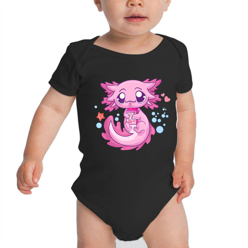 Kawaii Axolotl Strawberry Milk Shake Anime Girls Teens Baby Bodysuit by cm-arts | Artistshot