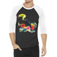 Toucan Exotic Birds Tropical Flowers Leaf Bird Of Paradise Sweatshirt 3/4 Sleeve Shirt | Artistshot