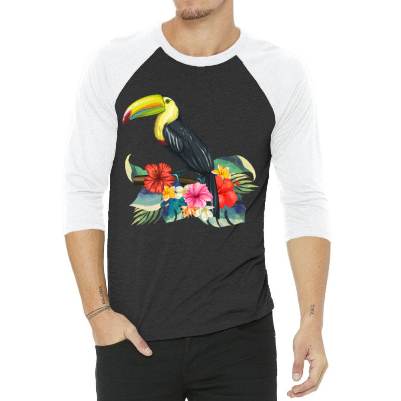 Toucan Exotic Birds Tropical Flowers Leaf Bird Of Paradise Sweatshirt 3/4 Sleeve Shirt by cm-arts | Artistshot