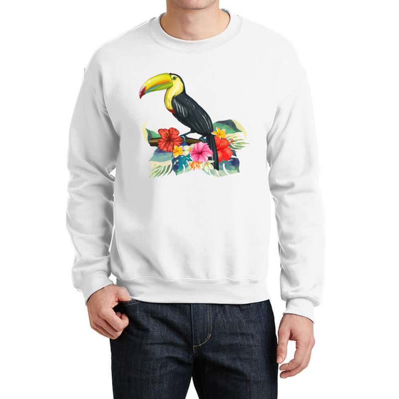 Toucan Exotic Birds Tropical Flowers Leaf Bird Of Paradise Sweatshirt Crewneck Sweatshirt by cm-arts | Artistshot