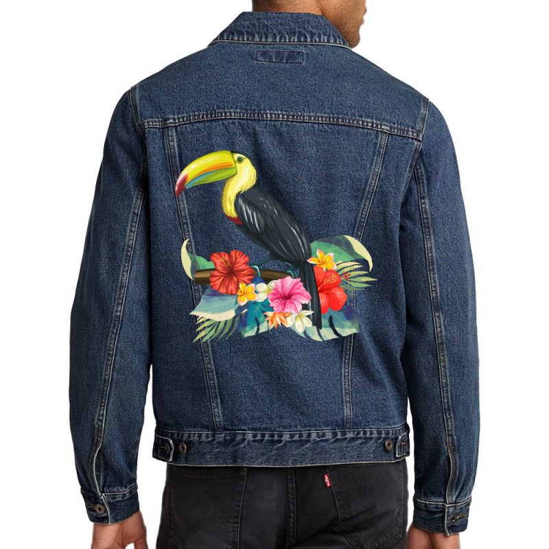 Toucan Exotic Birds Tropical Flowers Leaf Bird Of Paradise Sweatshirt Men Denim Jacket by cm-arts | Artistshot