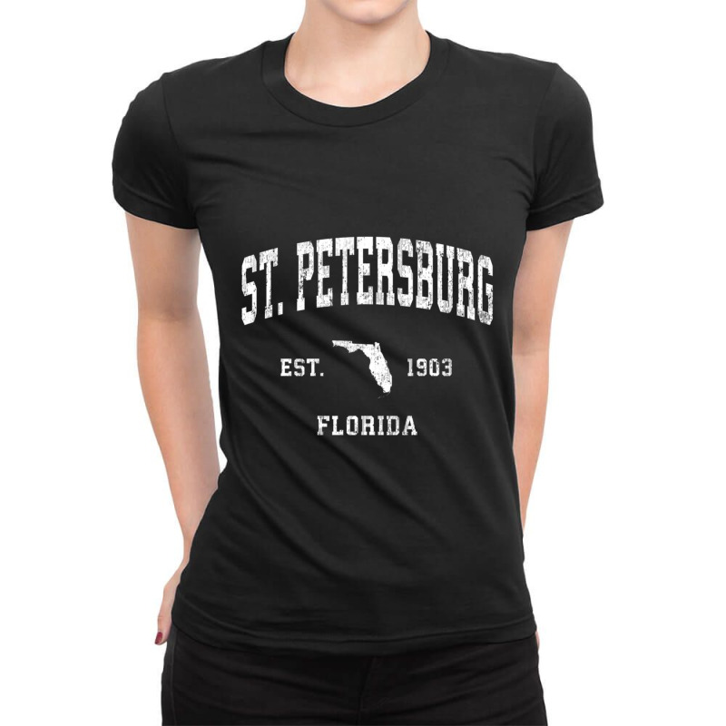 St. Petersburg Florida Fl Vintage Athletic Sports Ladies Fitted T-Shirt by cm-arts | Artistshot