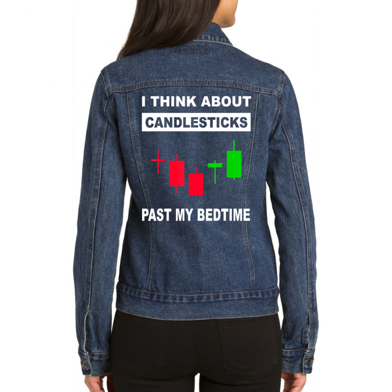 Stock Market Stock Trading Candlestick Ladies Denim Jacket by cm-arts | Artistshot