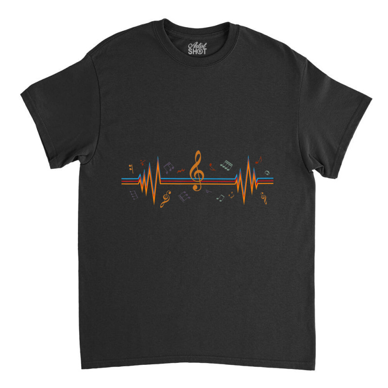 Music Notes Heartbeat For Music Lover Classic T-shirt | Artistshot