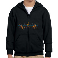 Music Notes Heartbeat For Music Lover Youth Zipper Hoodie | Artistshot