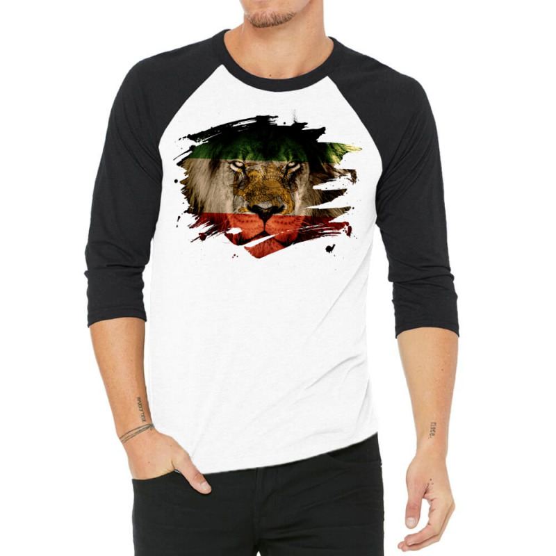 Persia Flag & African Lion Picture   Persian Pride Pullover Hoodie 3/4 Sleeve Shirt | Artistshot