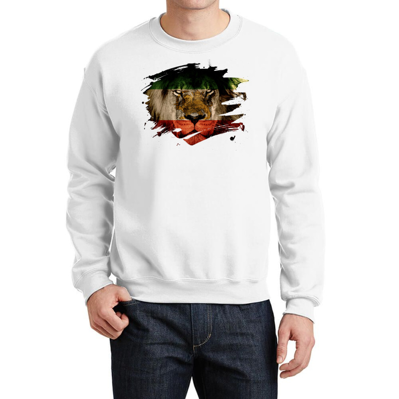 Persia Flag & African Lion Picture   Persian Pride Pullover Hoodie Crewneck Sweatshirt | Artistshot