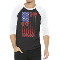 Lacrosse Stick Lax American Flag 3/4 Sleeve Shirt | Artistshot