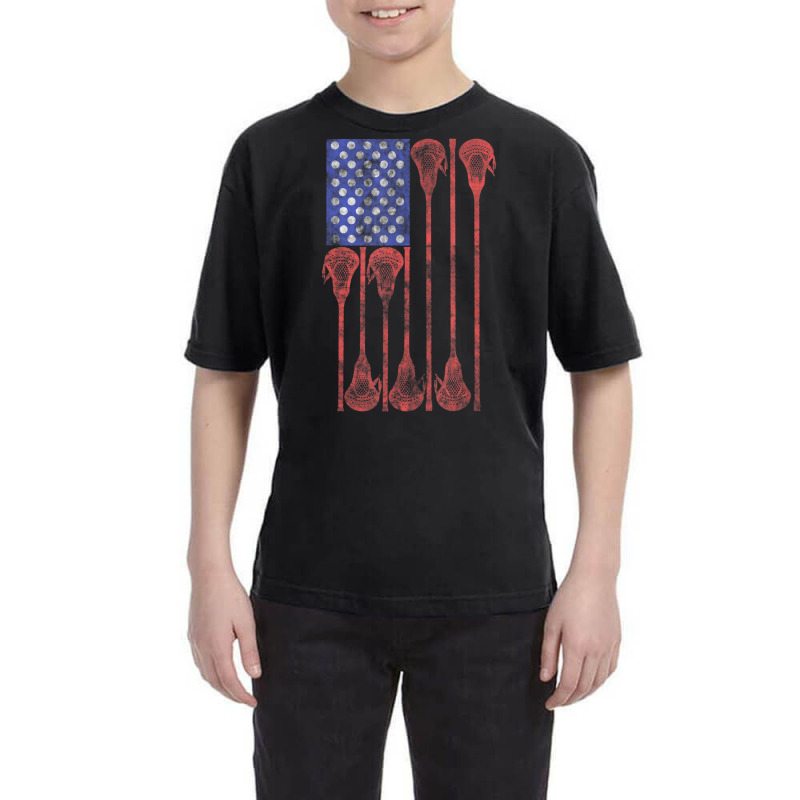 Lacrosse Stick Lax American Flag Youth Tee by cm-arts | Artistshot