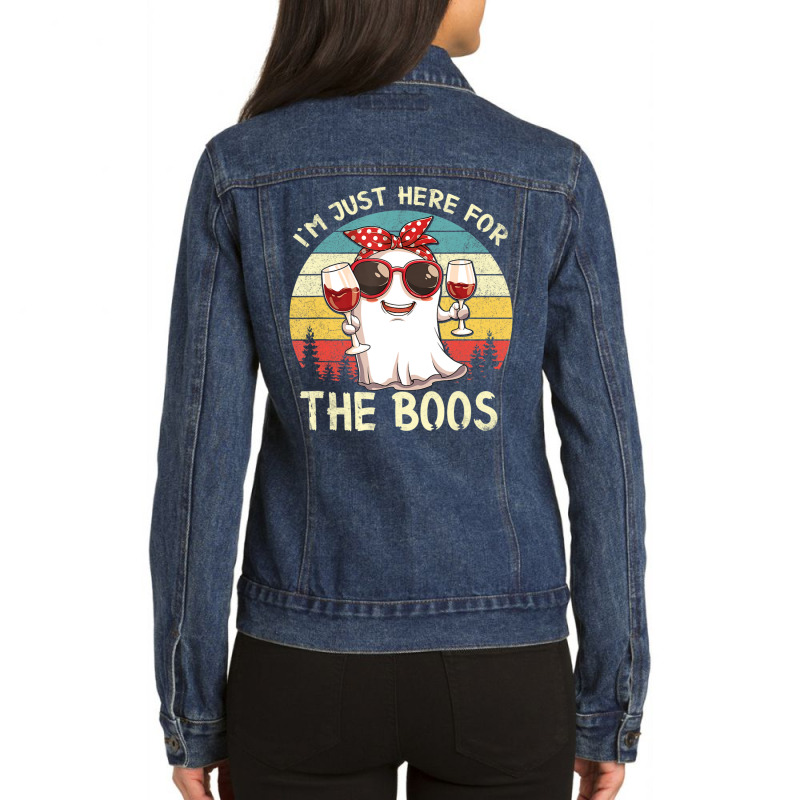 I'm Just Here For The Boos Halloween Outfit Women Ladies Denim Jacket | Artistshot