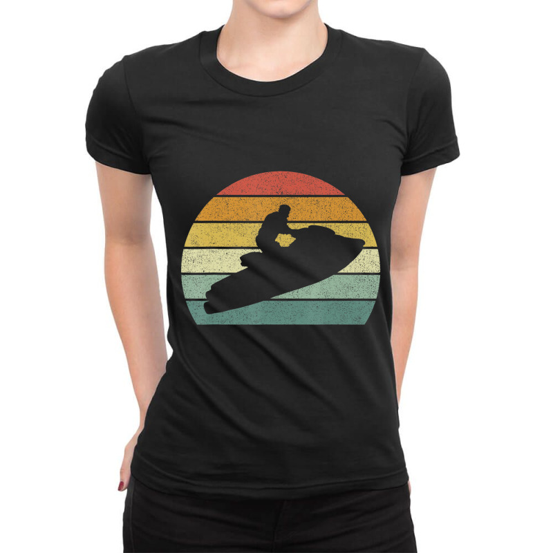 Vintage Retro Jet Ski Athletic Beach Summer Sports Jet Ski Ladies Fitted T-Shirt by Adcock Salmon | Artistshot