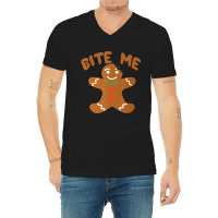 Bite Me Gingerbread Tshirt- Great Thanksgiving V-neck Tee | Artistshot