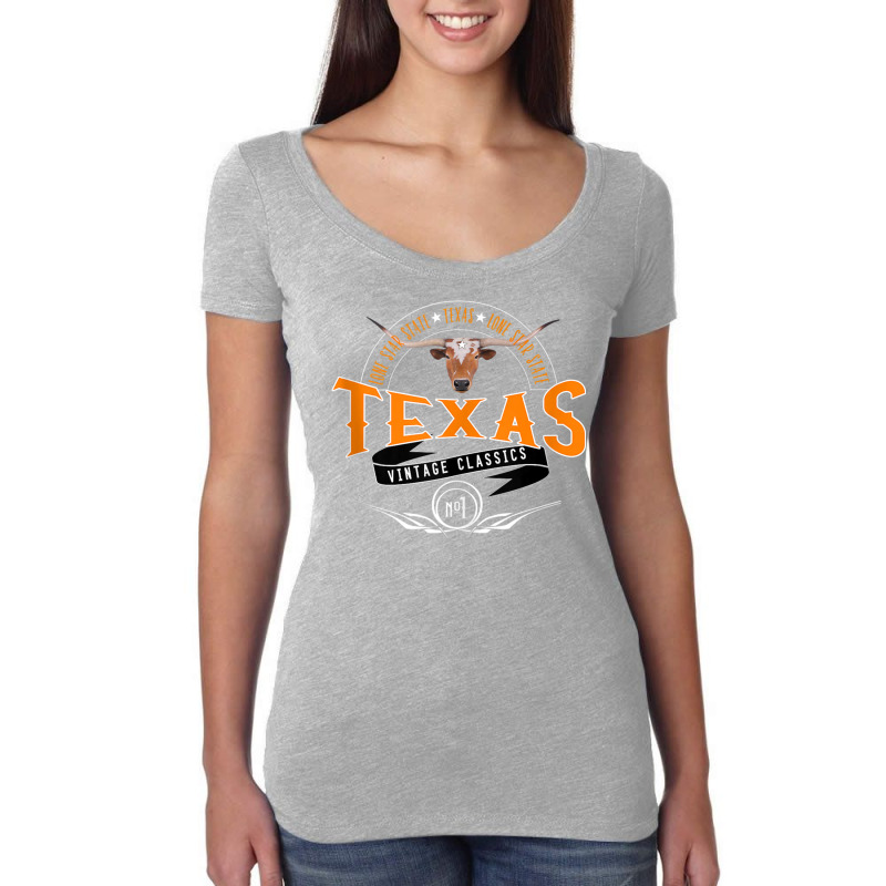 Vintage Classic Style Texas Lone Star Longhorn Design Tank Top Women's Triblend Scoop T-shirt by cm-arts | Artistshot