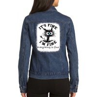 Bleached Its Fine I'm Fine Everything Fine Nurse Teacher Cat Ladies Denim Jacket | Artistshot