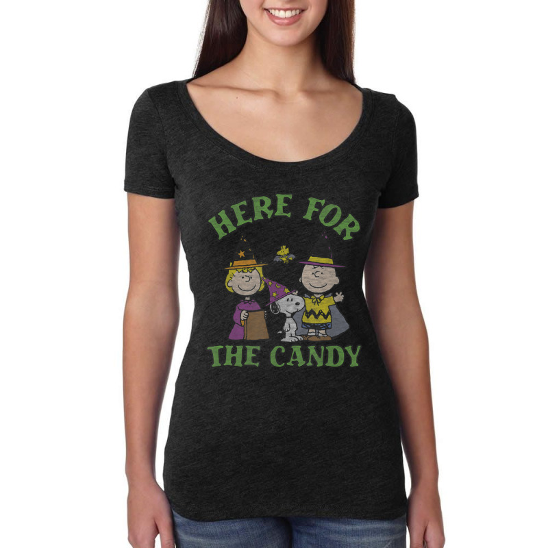 Peanuts Halloween Charlie Sally Here For The Candy Women's Triblend Scoop T-shirt by cm-arts | Artistshot