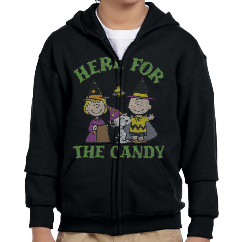 Peanuts Halloween Charlie Sally Here For The Candy Youth Zipper Hoodie by cm-arts | Artistshot