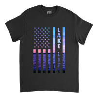 Lake Life American Flag Dock Sunset Wakeboarder Power Boat Classic T-shirt | Artistshot