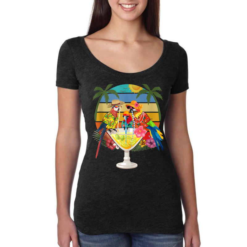 Parrots Drinking Margarita On Summer Vacation Birds Fun Tank Top Women's Triblend Scoop T-shirt by cm-arts | Artistshot