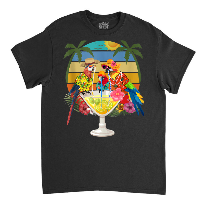 Parrots Drinking Margarita On Summer Vacation Birds Fun Tank Top Classic T-shirt by cm-arts | Artistshot