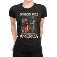 Biden Donkey Pox The Disease Destroying America Back Ladies Fitted T-shirt | Artistshot