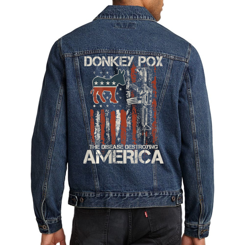 Biden Donkey Pox The Disease Destroying America Back Men Denim Jacket | Artistshot