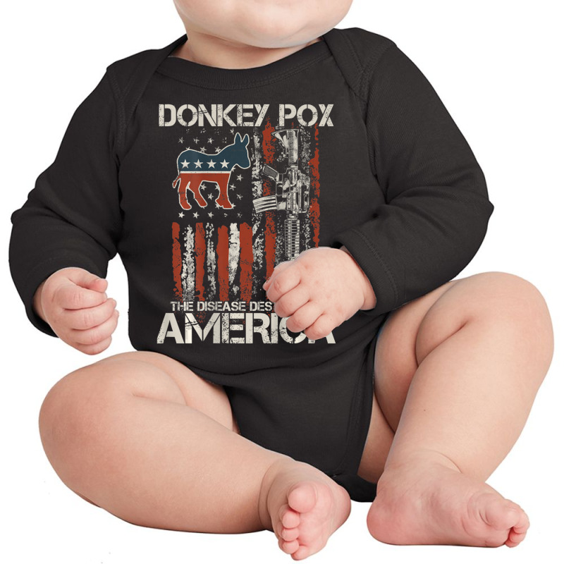 Biden Donkey Pox The Disease Destroying America Back Long Sleeve Baby Bodysuit | Artistshot