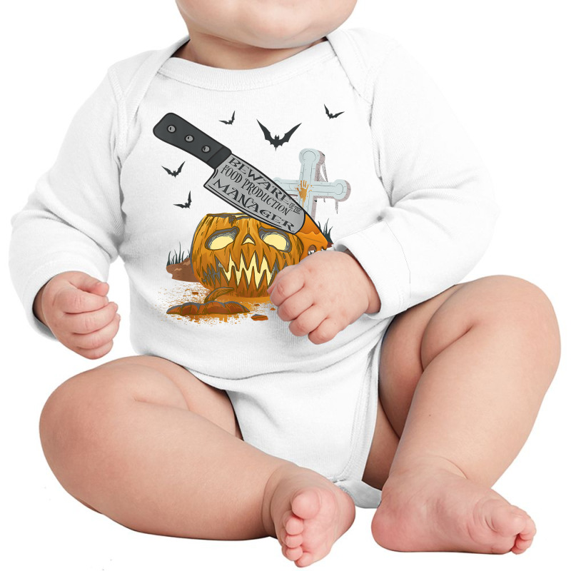 Food Production Manager Funny Halloween Party T Shirt Long Sleeve Baby Bodysuit | Artistshot