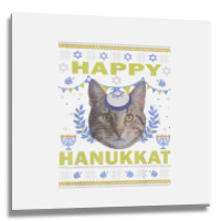 Funny American Wirehair Cat Jewish Holiday Hanukkat Happy T Shirt Metal Print Square | Artistshot