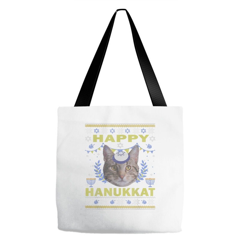 Funny American Wirehair Cat Jewish Holiday Hanukkat Happy T Shirt Tote Bags | Artistshot