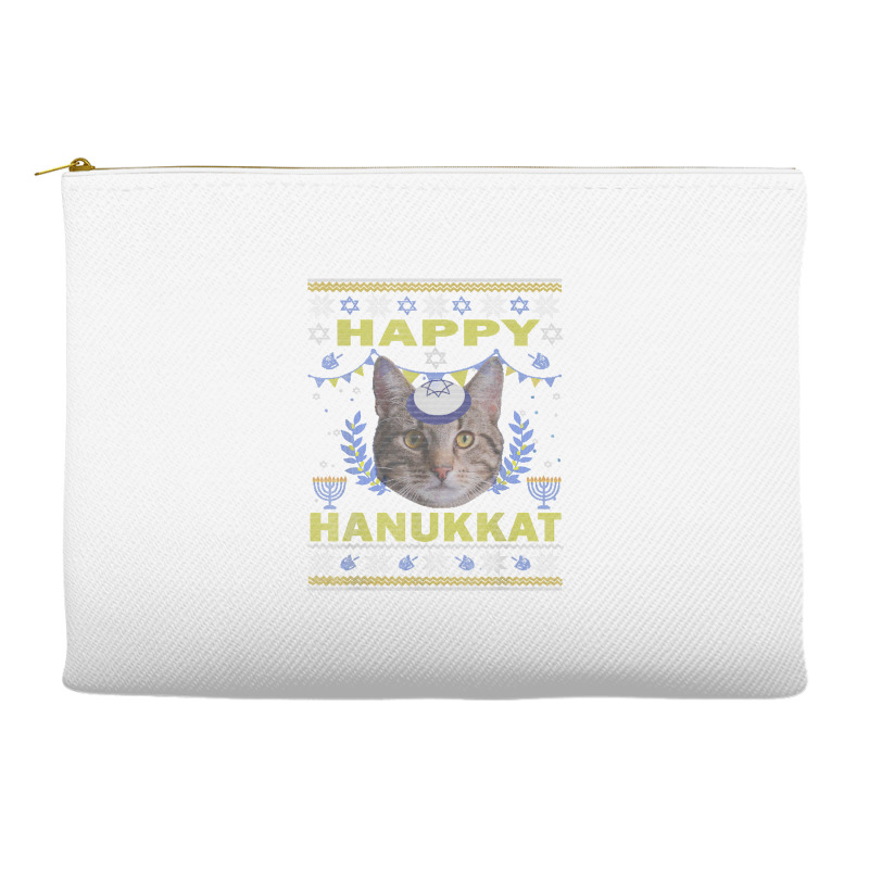 Funny American Wirehair Cat Jewish Holiday Hanukkat Happy T Shirt Accessory Pouches | Artistshot