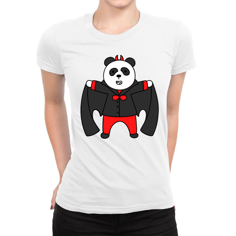 Dracula Panda For Halloween Costume Ladies Fitted T-Shirt by AwesomeGift | Artistshot