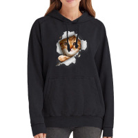 Ca, Orange Cat T Cat Torn Cloth Kitten Vintage Hoodie | Artistshot