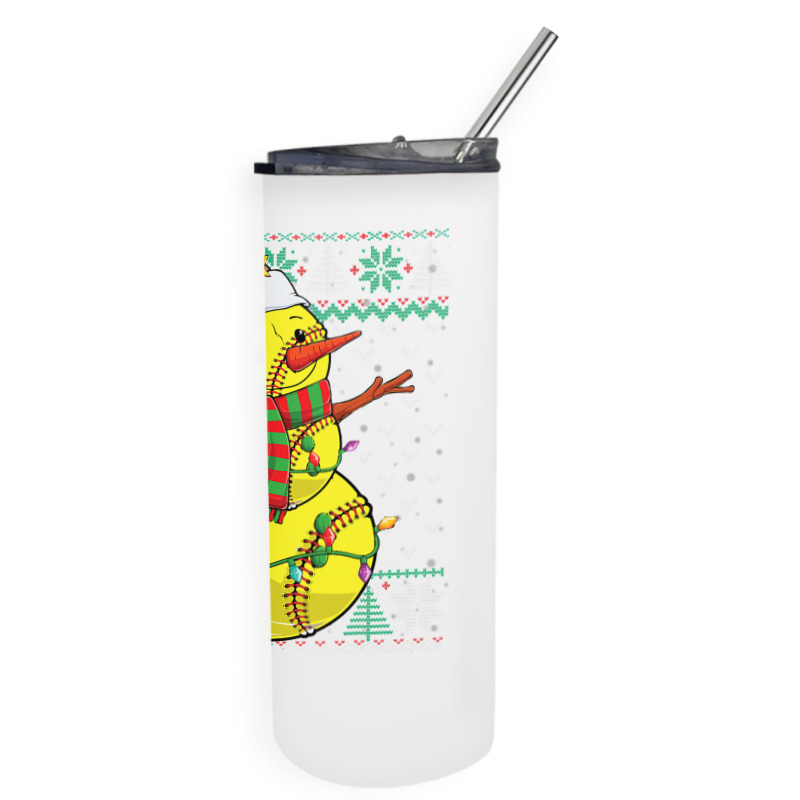 Funny Snowman Softball Christmas Ball Ugly Sweater Skinny Tumbler | Artistshot