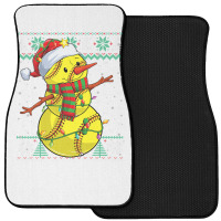 Funny Snowman Softball Christmas Ball Ugly Sweater Front Car Mat | Artistshot