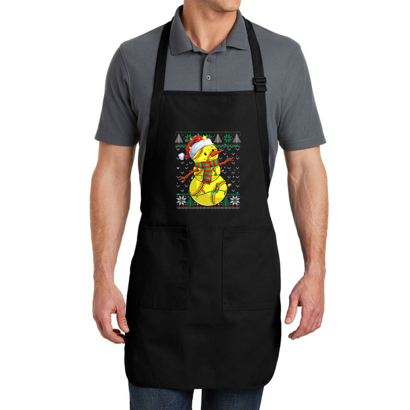 Funny Snowman Softball Christmas Ball Ugly Sweater Full-length Apron | Artistshot