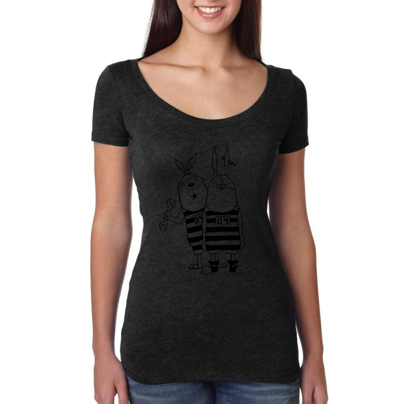 Usavich Rabbits (black And White) Women's Triblend Scoop T-shirt by cm-arts | Artistshot