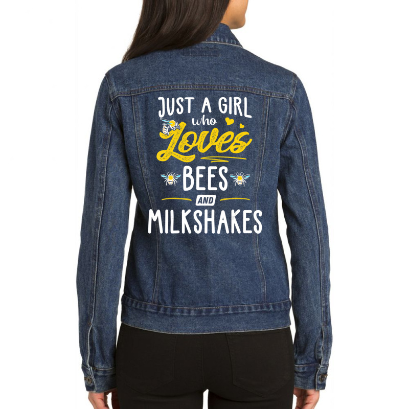 Just A Girl Who Loves Bees And Milkshakes Gift Women Ladies Denim Jacket by thangdinhsinhelf | Artistshot