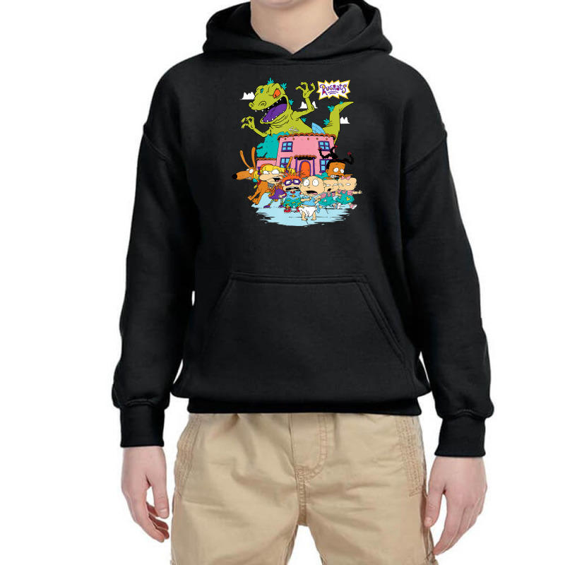 Rugrats Running Away From Reptar Youth Hoodie by cm-arts | Artistshot